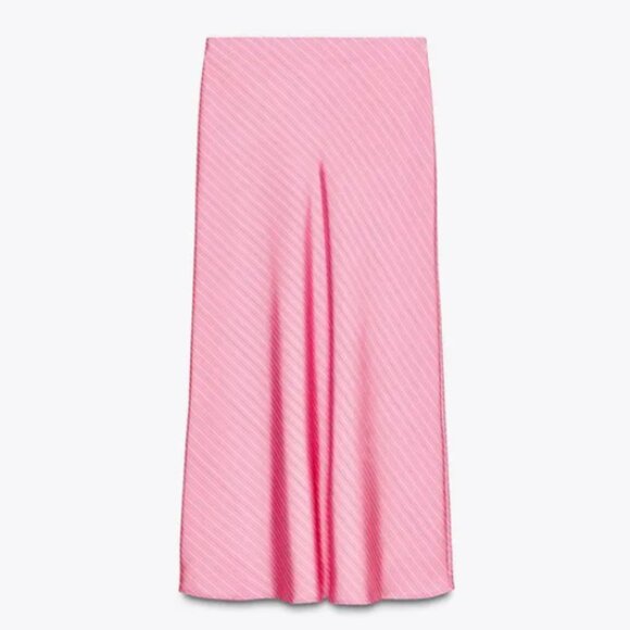 ZARA STRIPED SATIN MIDI SKIRT NWT - Picture 5 of 10